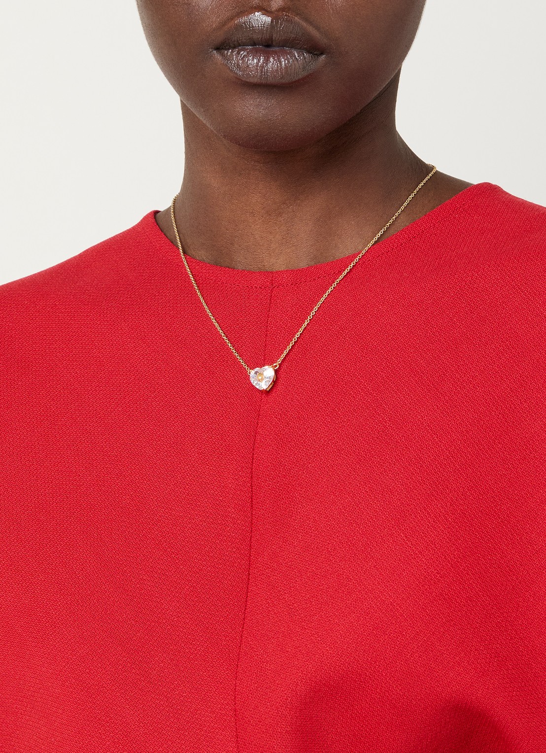 Kurt Geiger Crystal Heart ketting met kristal - voorkant 2 wit