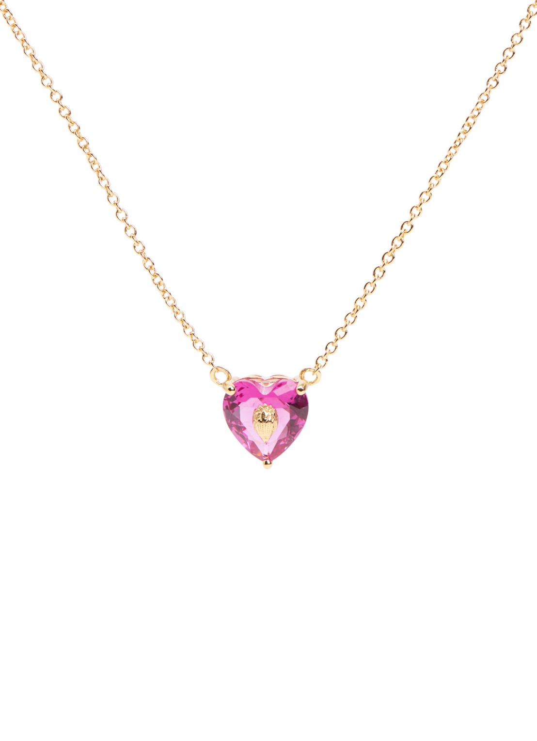 Kurt Geiger Crystal Heart ketting met kristal - voorkant 4 fuchsia