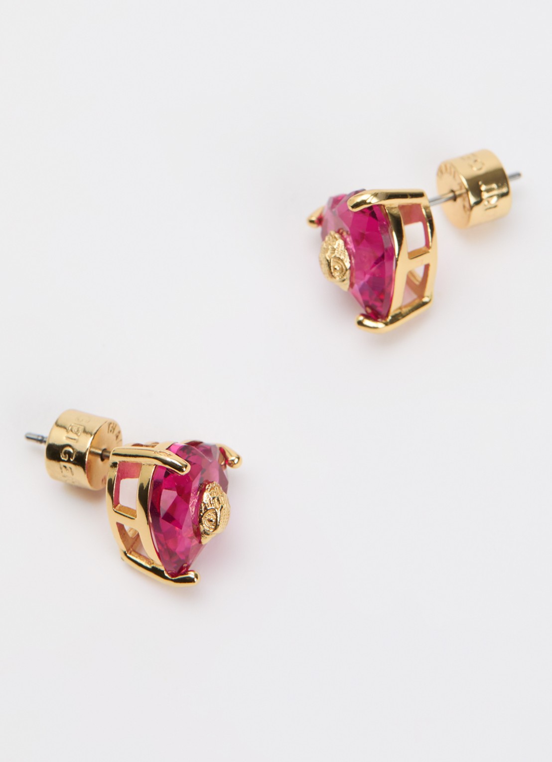 Kurt Geiger Crystal Heart oorknopjes met kristal - detail fuchsia