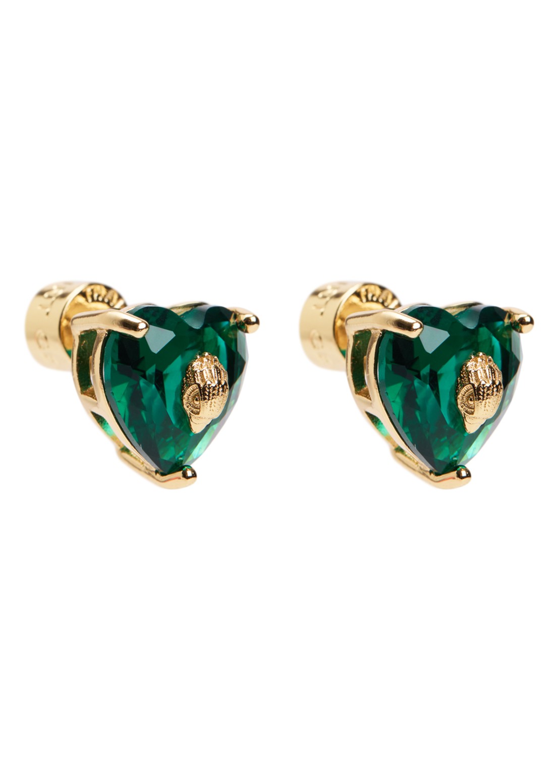 Kurt Geiger Crystal Heart oorknopjes met kristal - voorkant groen