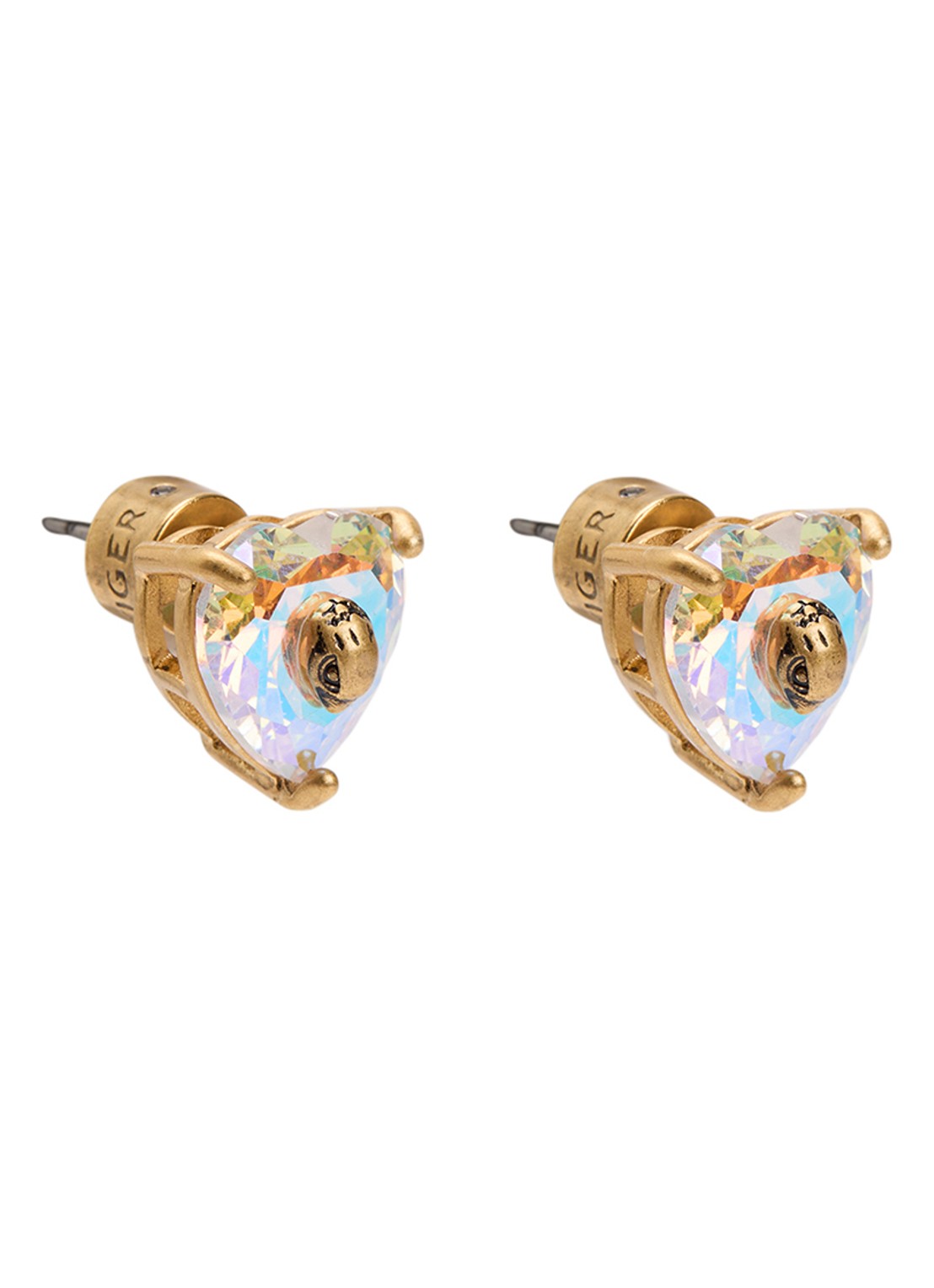 Kurt Geiger Crystal Heart oorstekers met kristal - voorkant 2 geel