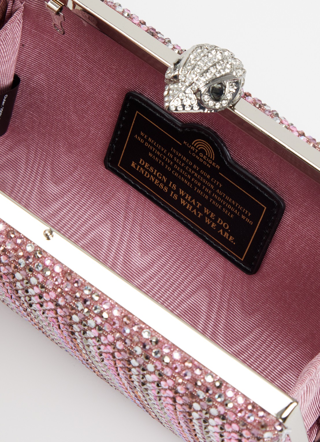Kurt Geiger Crystal Kensington clutch met strass - detail roze