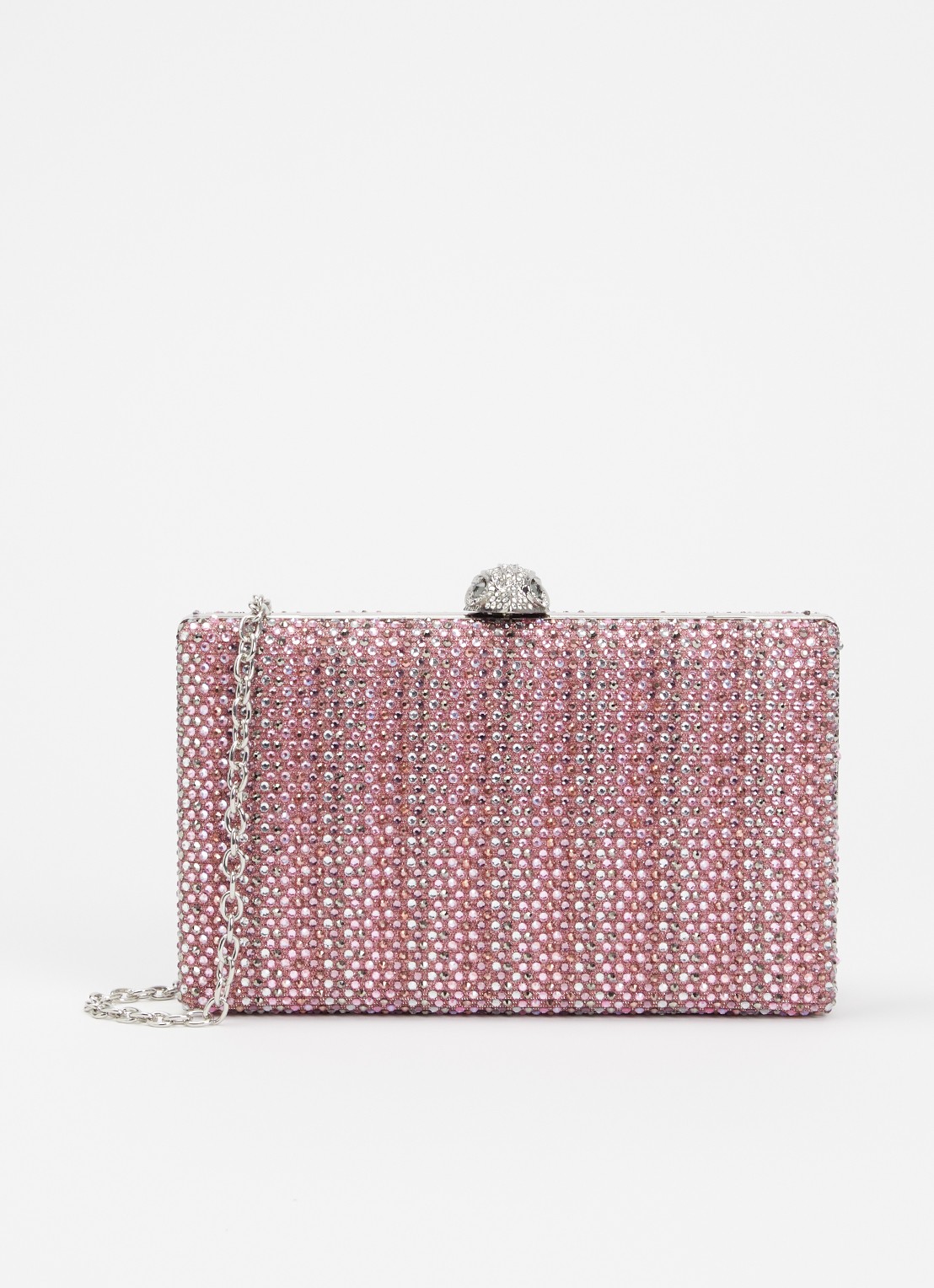 Kurt Geiger Crystal Kensington clutch met strass - voorkant 4 roze