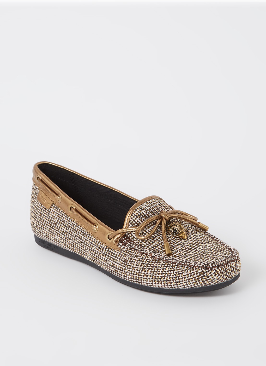 Kurt Geiger Eagle mocassin met leren details en strass - voorkant 5 beige
