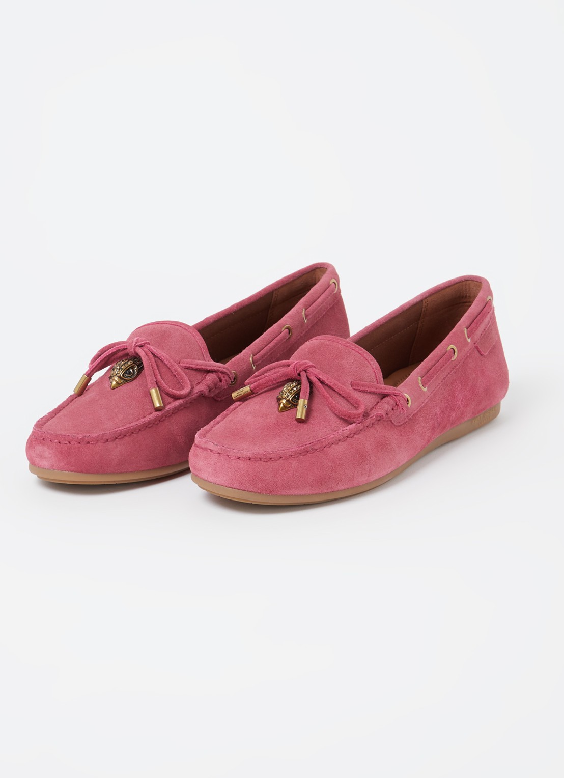 Kurt Geiger Eagle mocassin met leren details en strass - detail roze