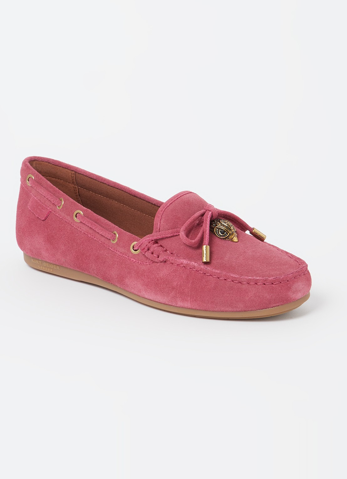 Kurt Geiger Eagle mocassin met leren details en strass - voorkant 5 roze