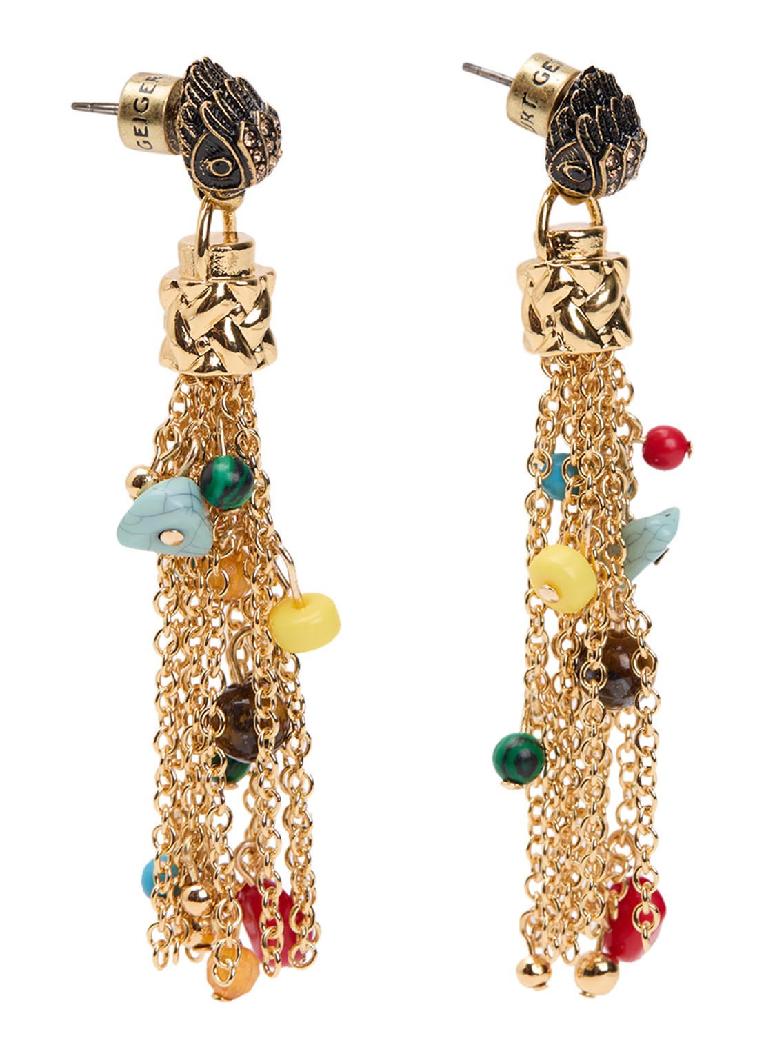Kurt Geiger Eagle Tassel oorstekers met kristal - voorkant goud