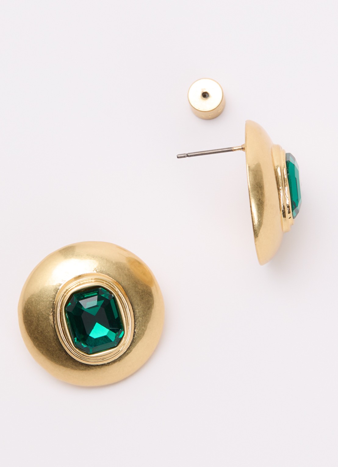 Kurt Geiger Emerald Dome oorstekers met kristal - voorkant 2 groen