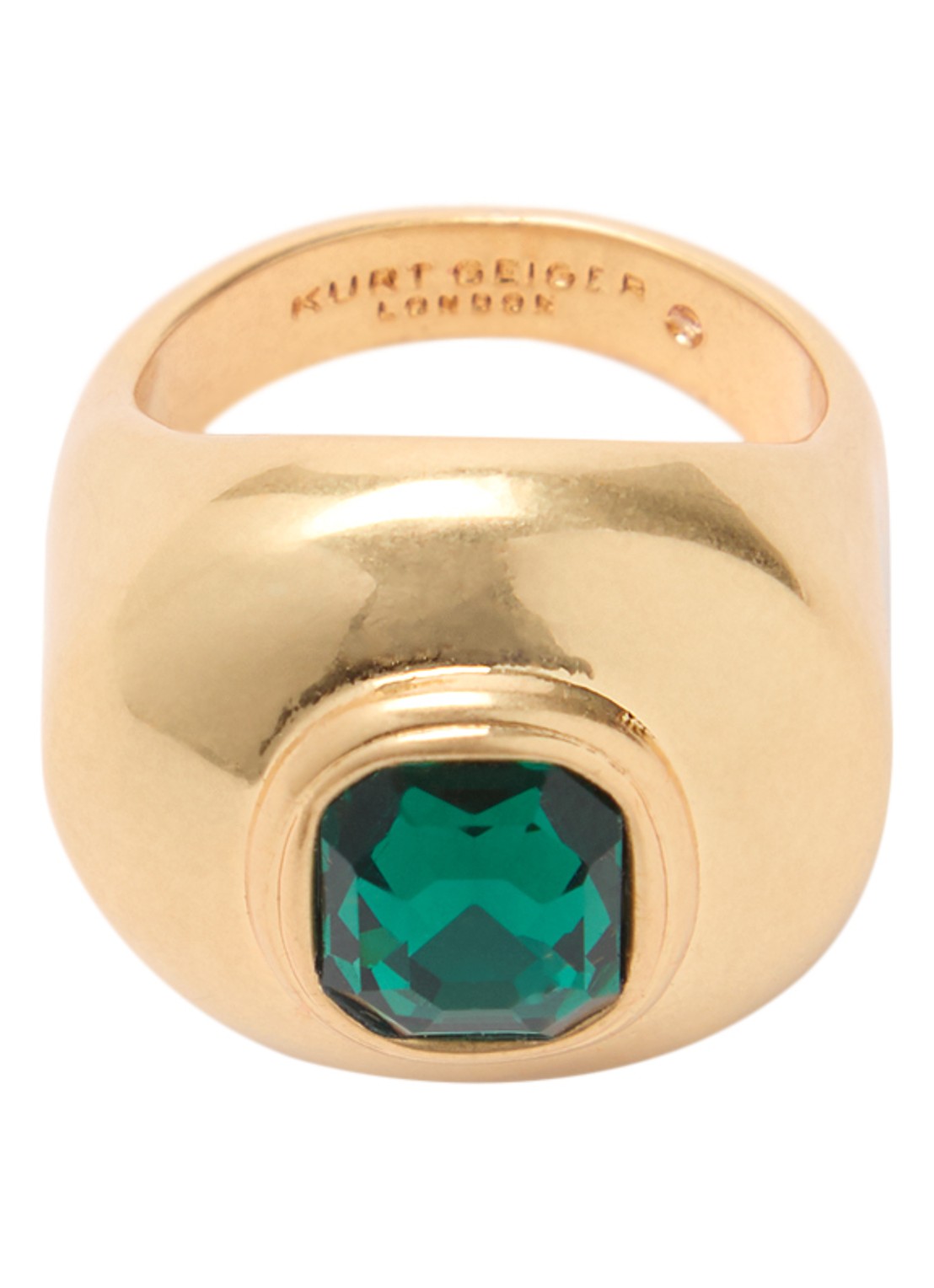 Kurt Geiger Emerald Dome ring met kristal - voorkant goud