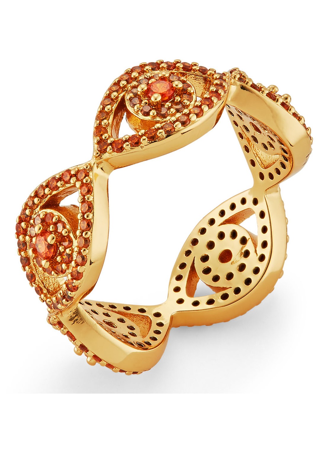 Kurt Geiger Evil Eye ring met kristal - voorkant orange