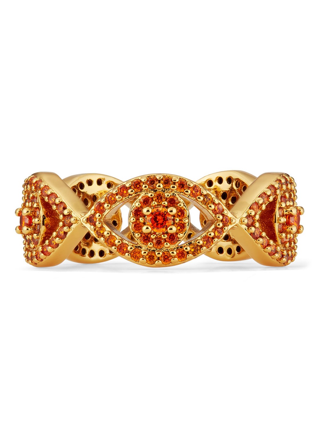 Kurt Geiger Evil Eye ring met kristal - voorkant 2 orange