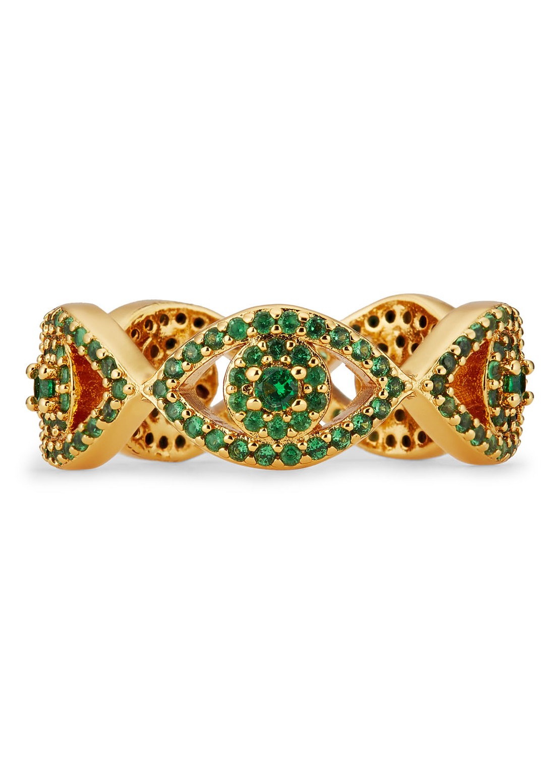 Kurt Geiger Evil Eye ring met kristal - voorkant 2 groen