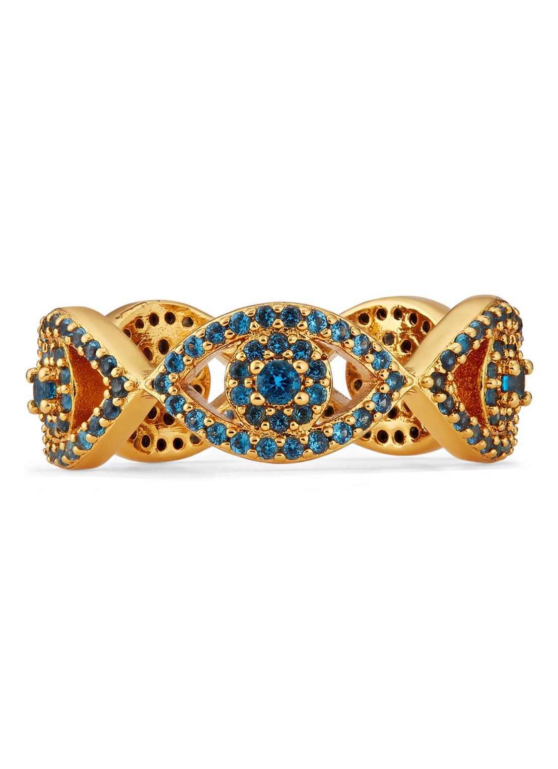 Kurt Geiger Evil Eye ring met kristal - voorkant 2 blauw