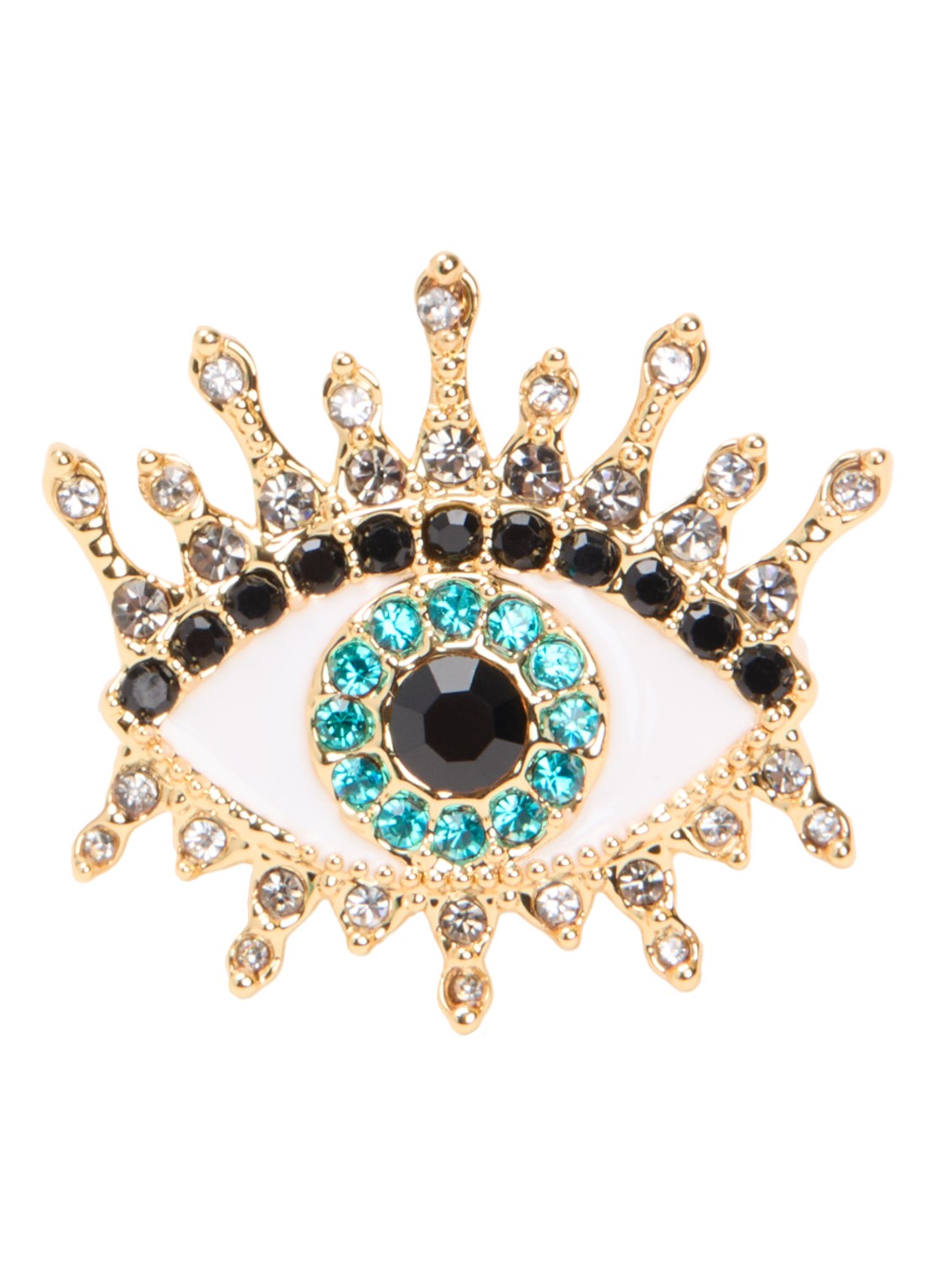 Kurt Geiger Eye Cocktail ring met kristal - voorkant goud