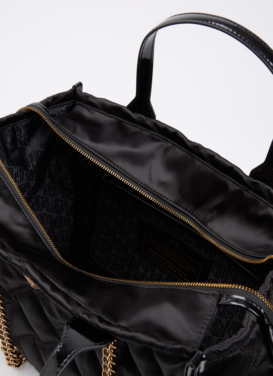 Kurt Geiger Hoxton shopper met quilt patroon en logo - detail 3 zwart