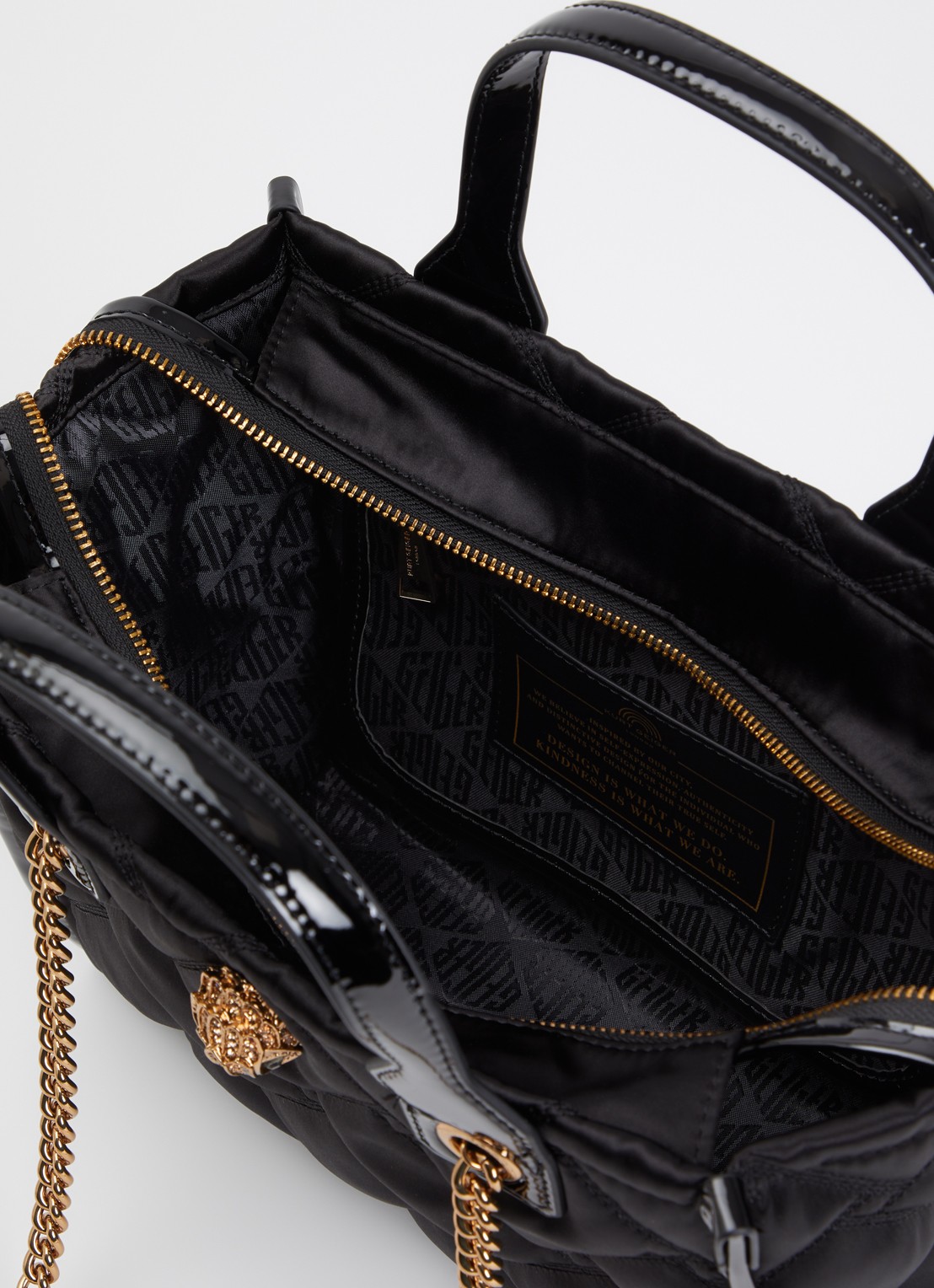 Kurt Geiger Hoxton Small handtas met quilt patroon - detail 2 zwart