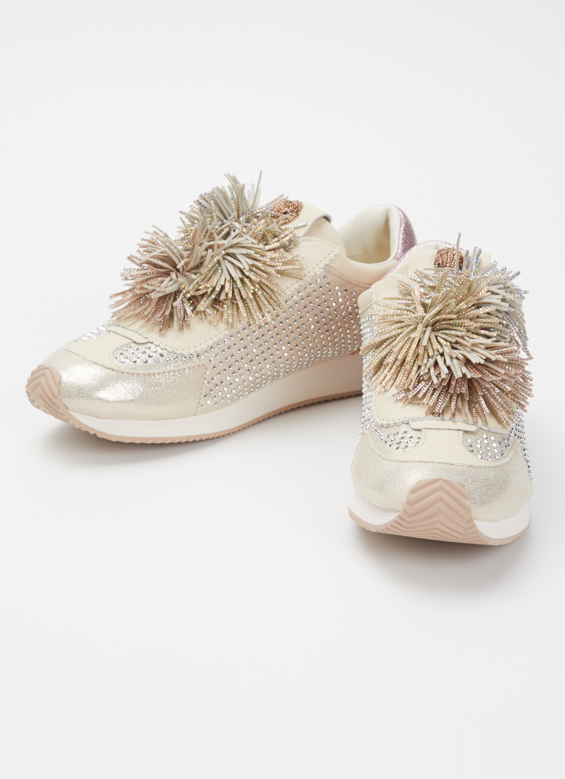 Kurt Geiger Islington sneaker met strass en details van leer - detail 3 beige