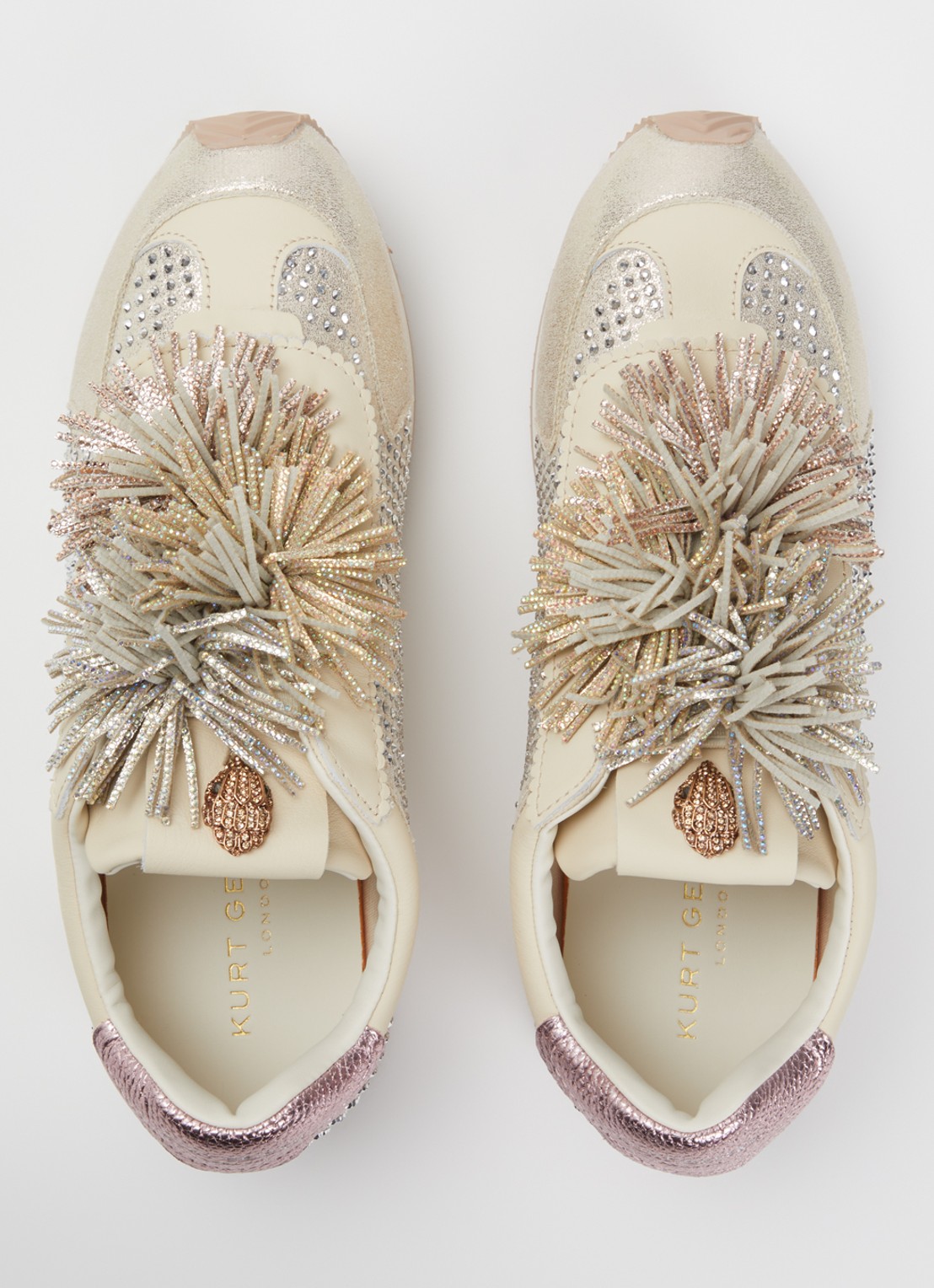 Kurt Geiger Islington sneaker met strass en details van leer - detail 4 beige
