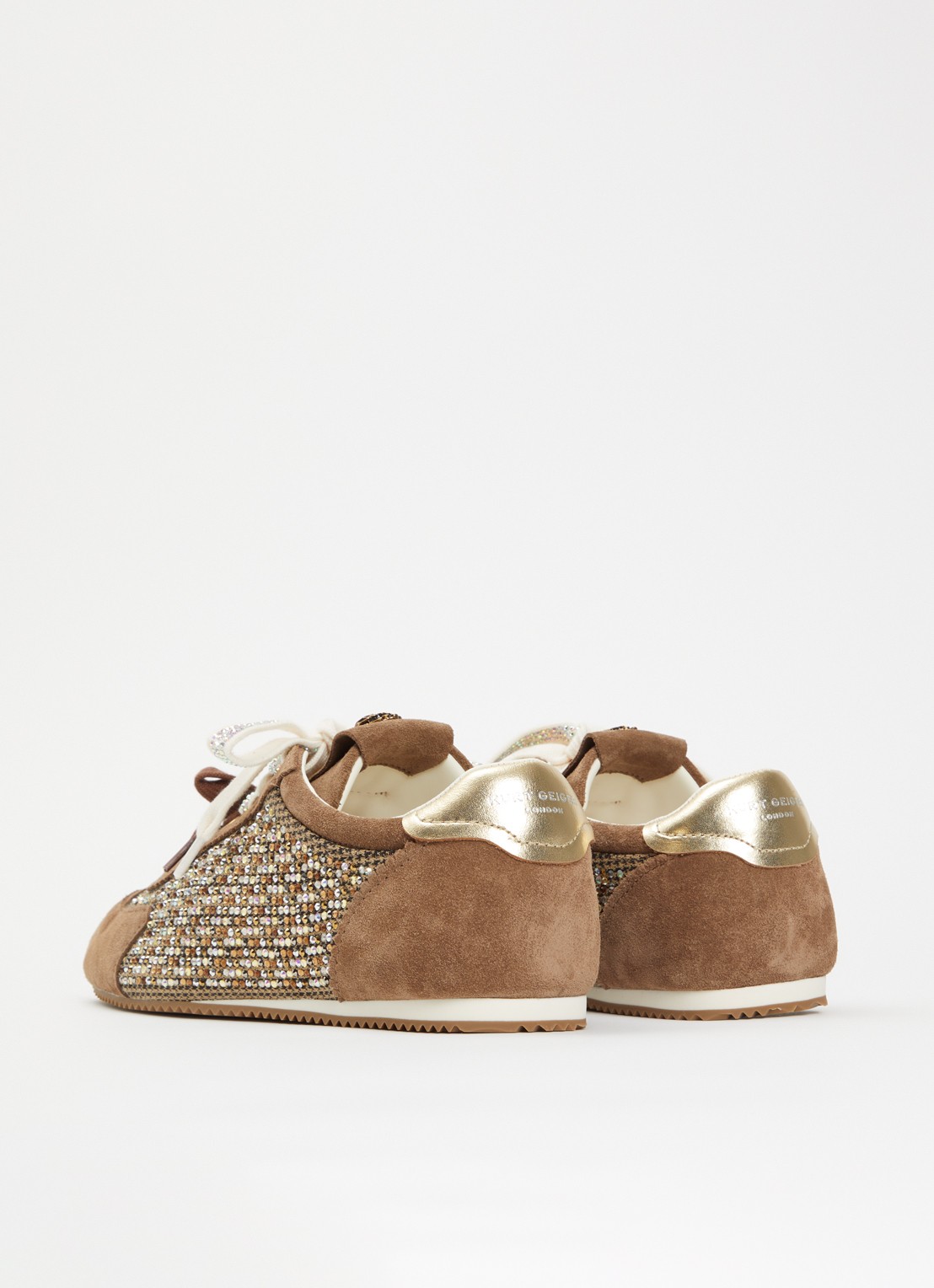 Kurt Geiger Islington sneaker  met suède details en strass - achterkant beige