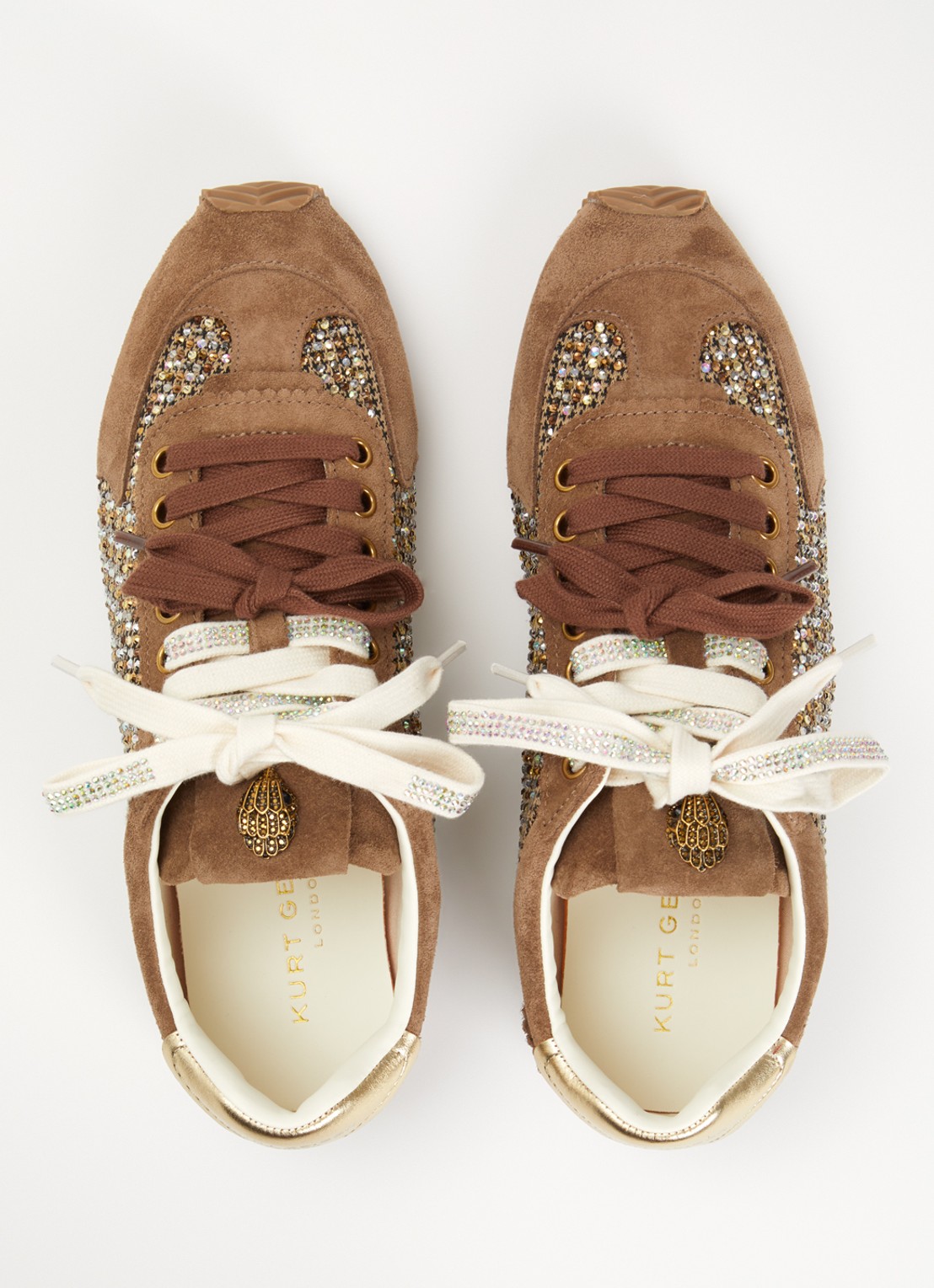 Kurt Geiger Islington sneaker  met suède details en strass - detail 4 beige
