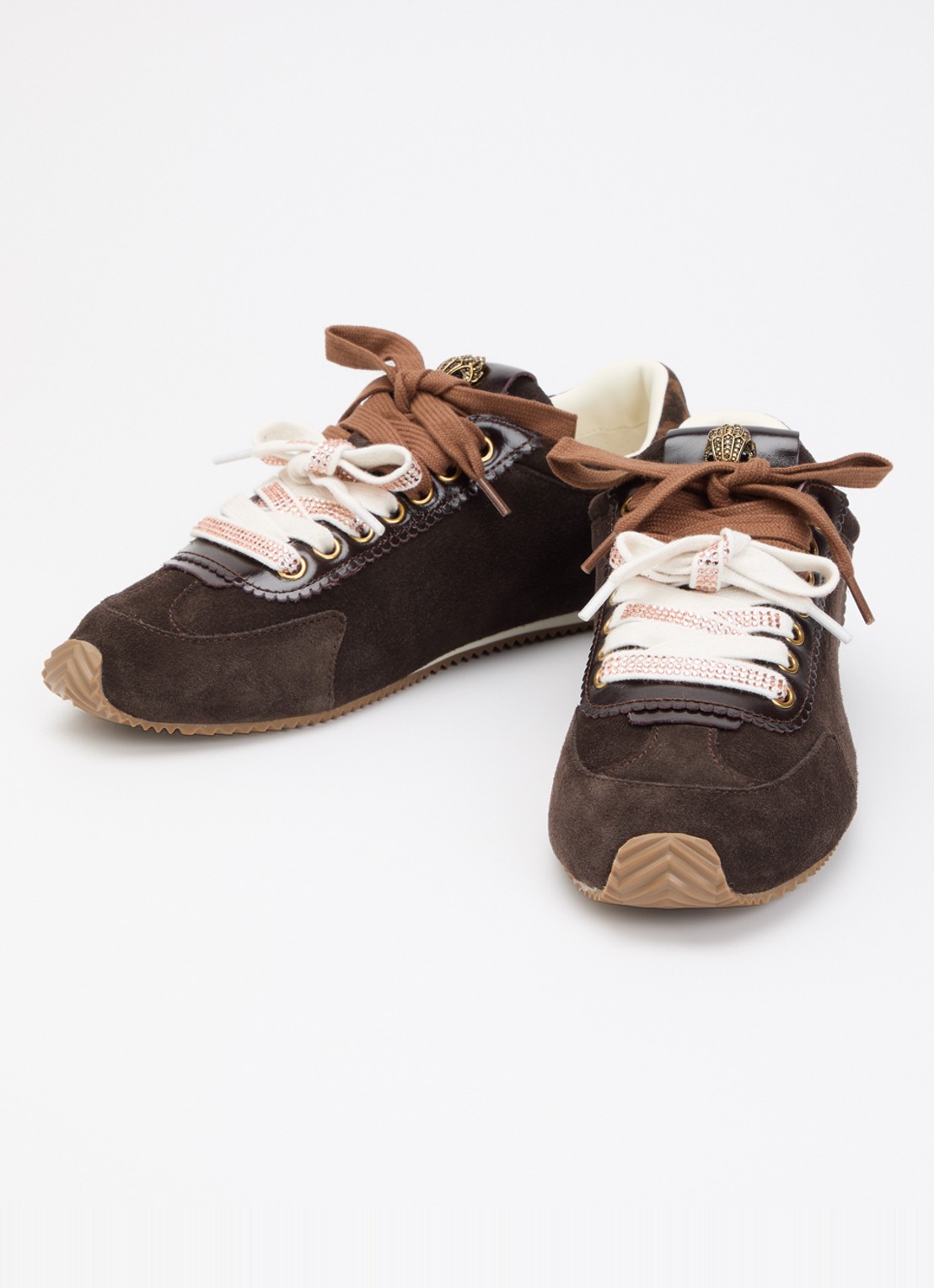 Kurt Geiger Islington sneaker van suède met details van leer - detail 3 donkerbruin