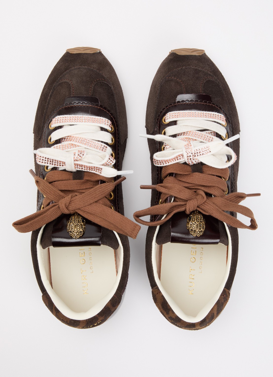 Kurt Geiger Islington sneaker van suède met details van leer - detail 4 donkerbruin