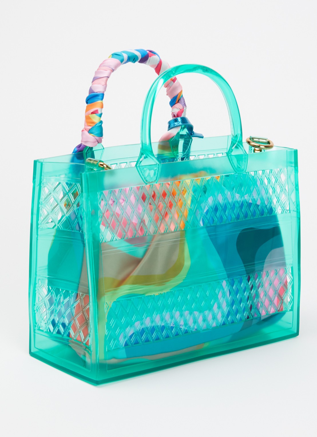 Kurt Geiger Jelly SM handtas met afneembare schouderriem - achterkant groen