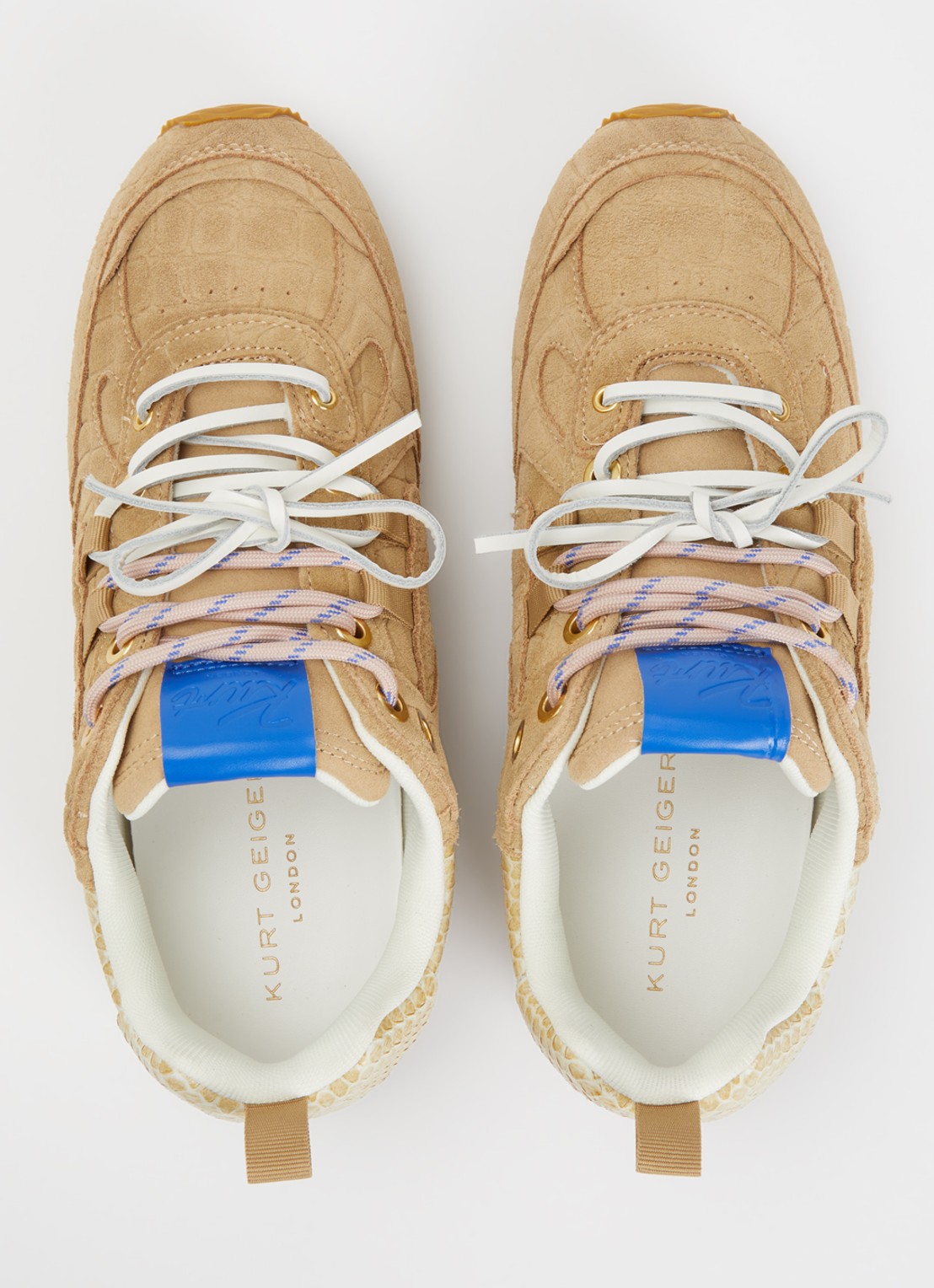 Kurt Geiger K Slim Runner sneaker van suède - detail 4 beige