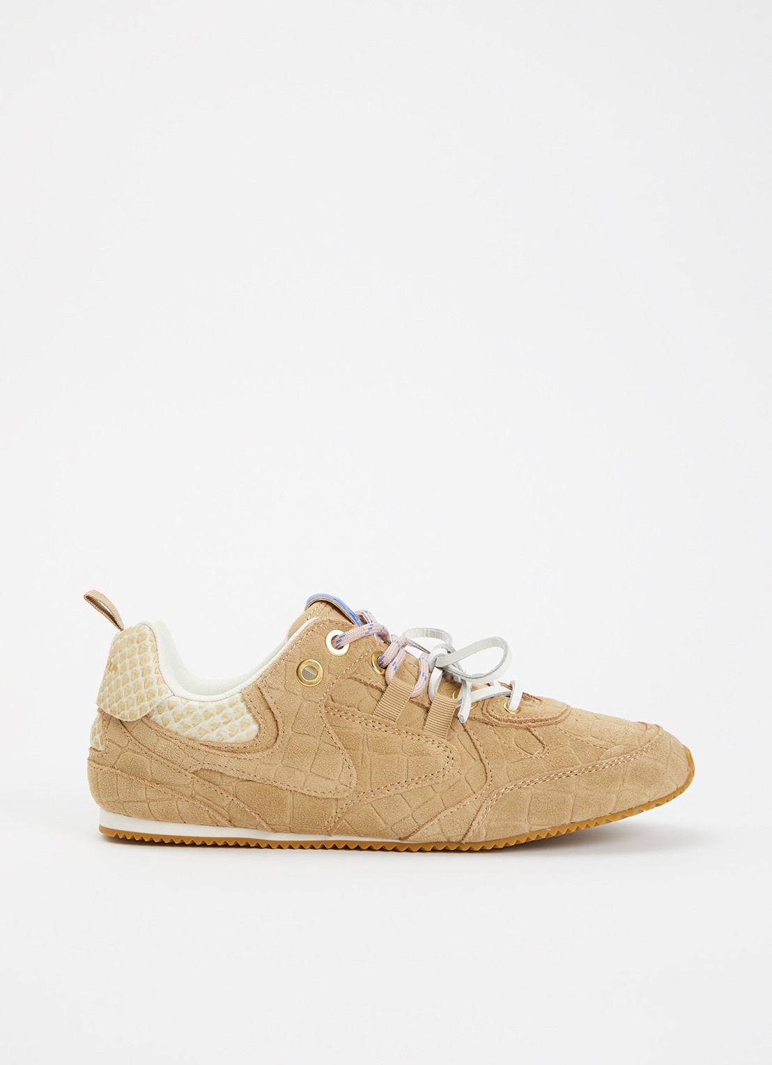 Kurt Geiger K Slim Runner sneaker van suède - voorkant 2 beige