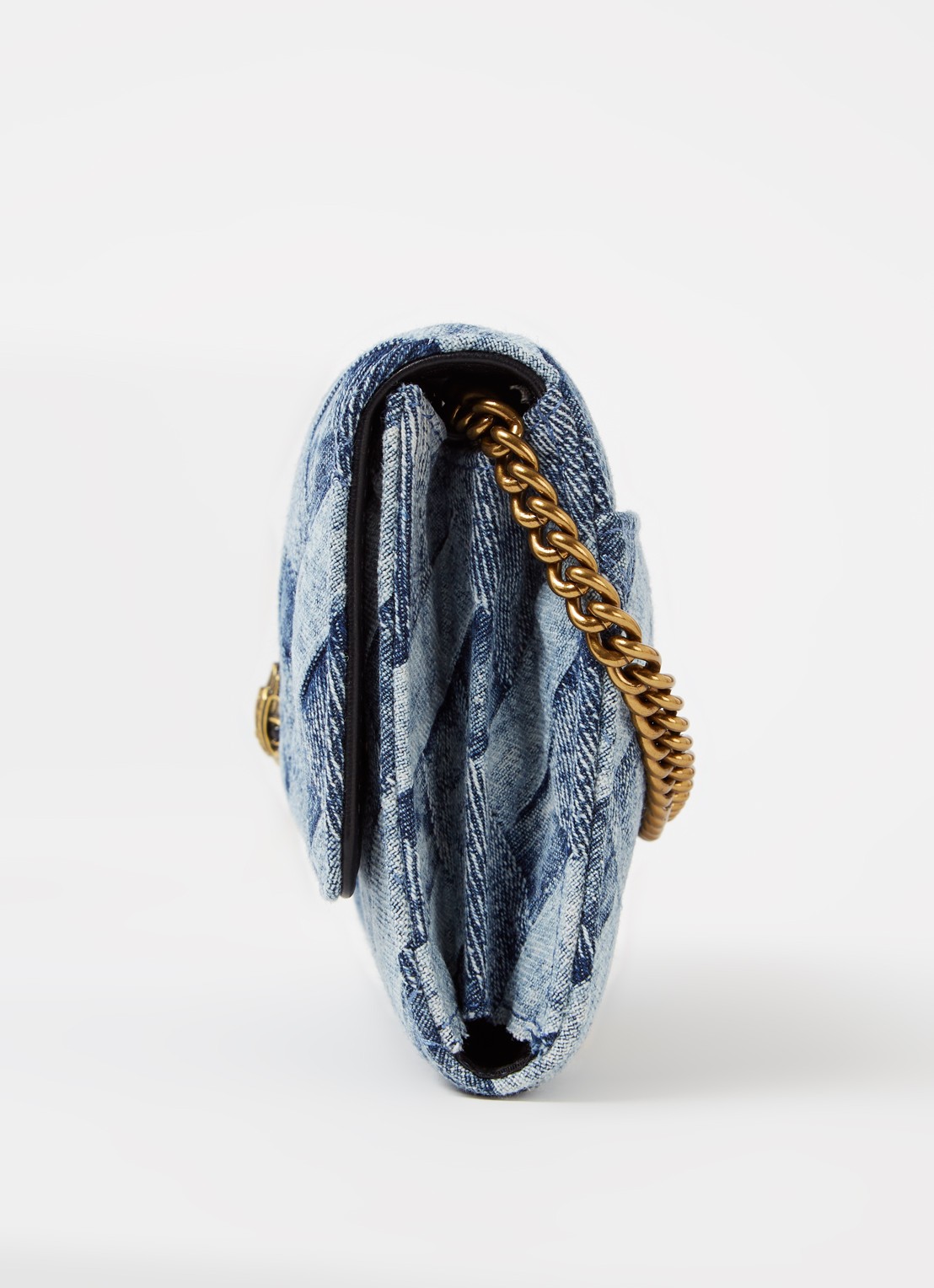 Kurt Geiger Kensington clutch van denim met afneembare schouderriem - detail 3 indigo
