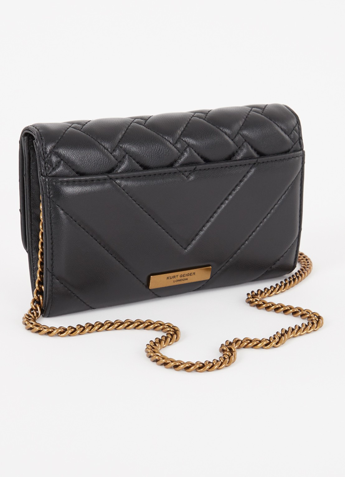 Kurt Geiger Kensington crossbodytas van leer met afneembare schouderriem - achterkant zwart