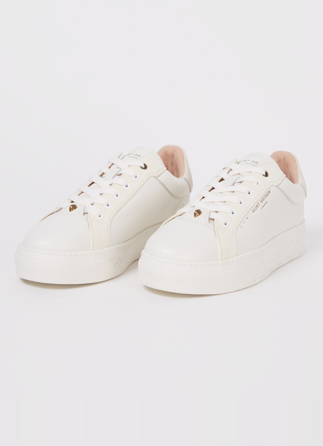 Kurt Geiger Kensington Cupsole sneaker van leer - detail gebroken wit