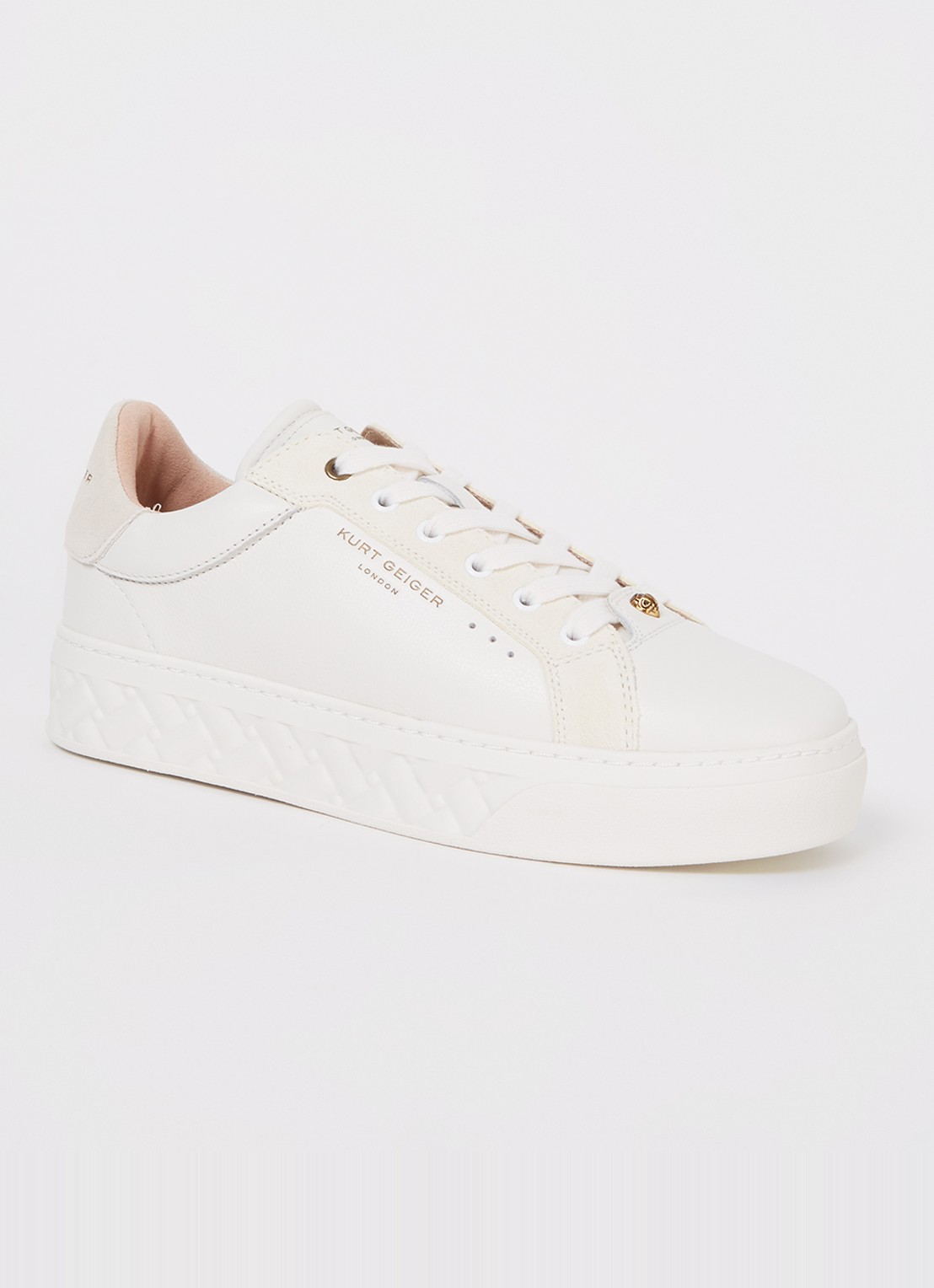 Kurt Geiger Kensington Cupsole sneaker van leer - voorkant 5 gebroken wit
