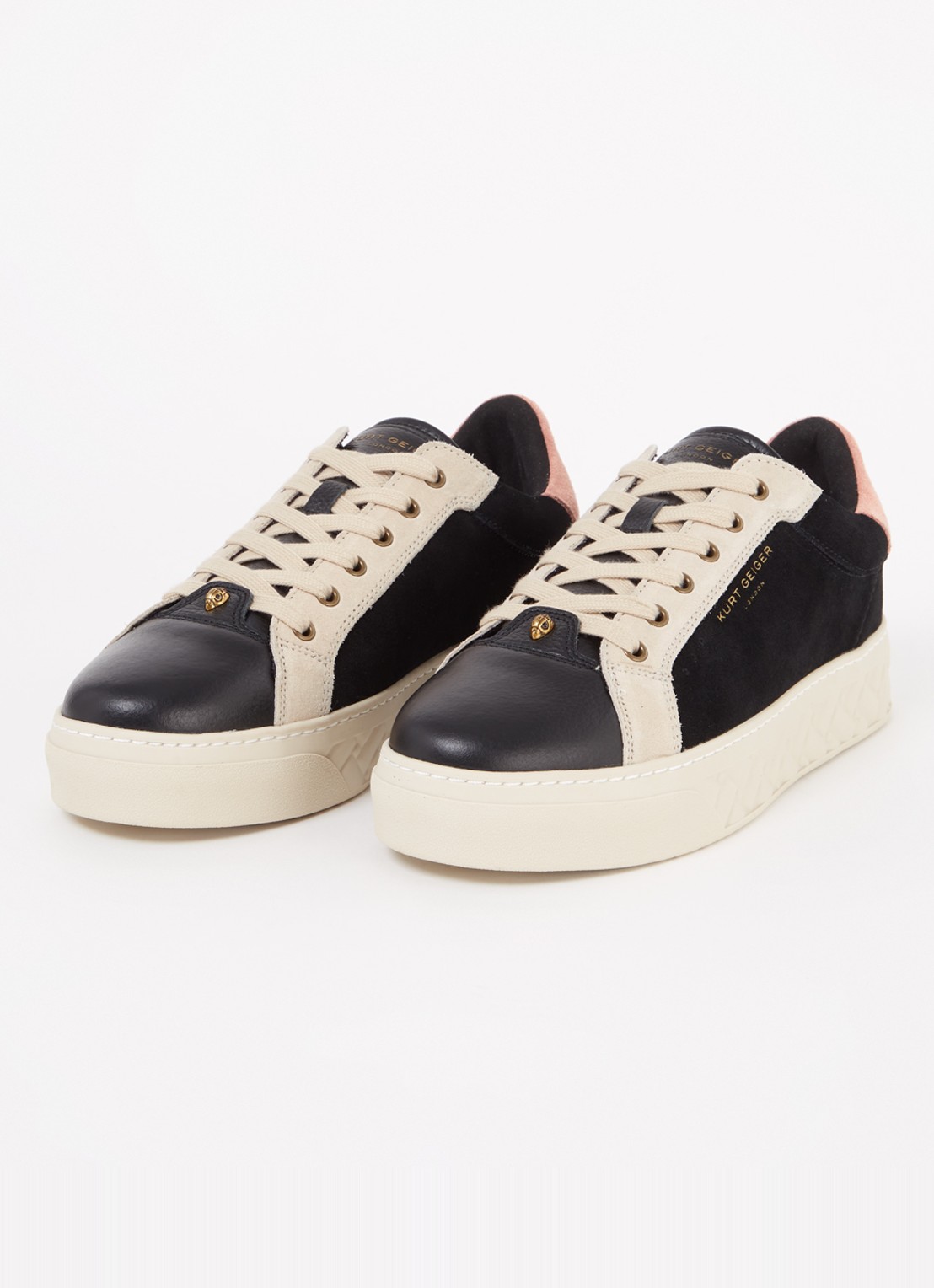 Kurt Geiger Kensington Cupsole sneaker van leer - detail zwart