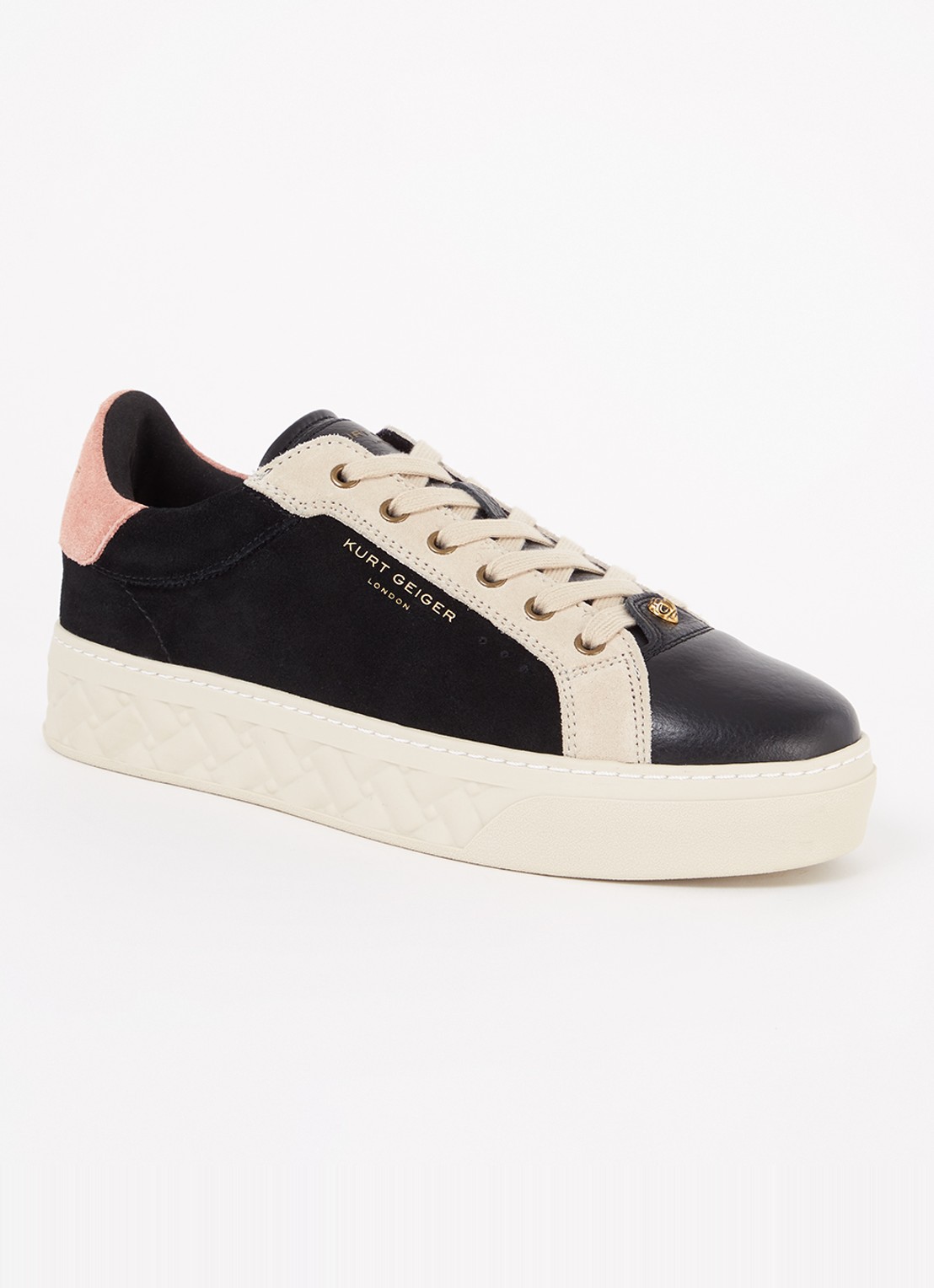 Kurt Geiger Kensington Cupsole sneaker van leer - voorkant 5 zwart