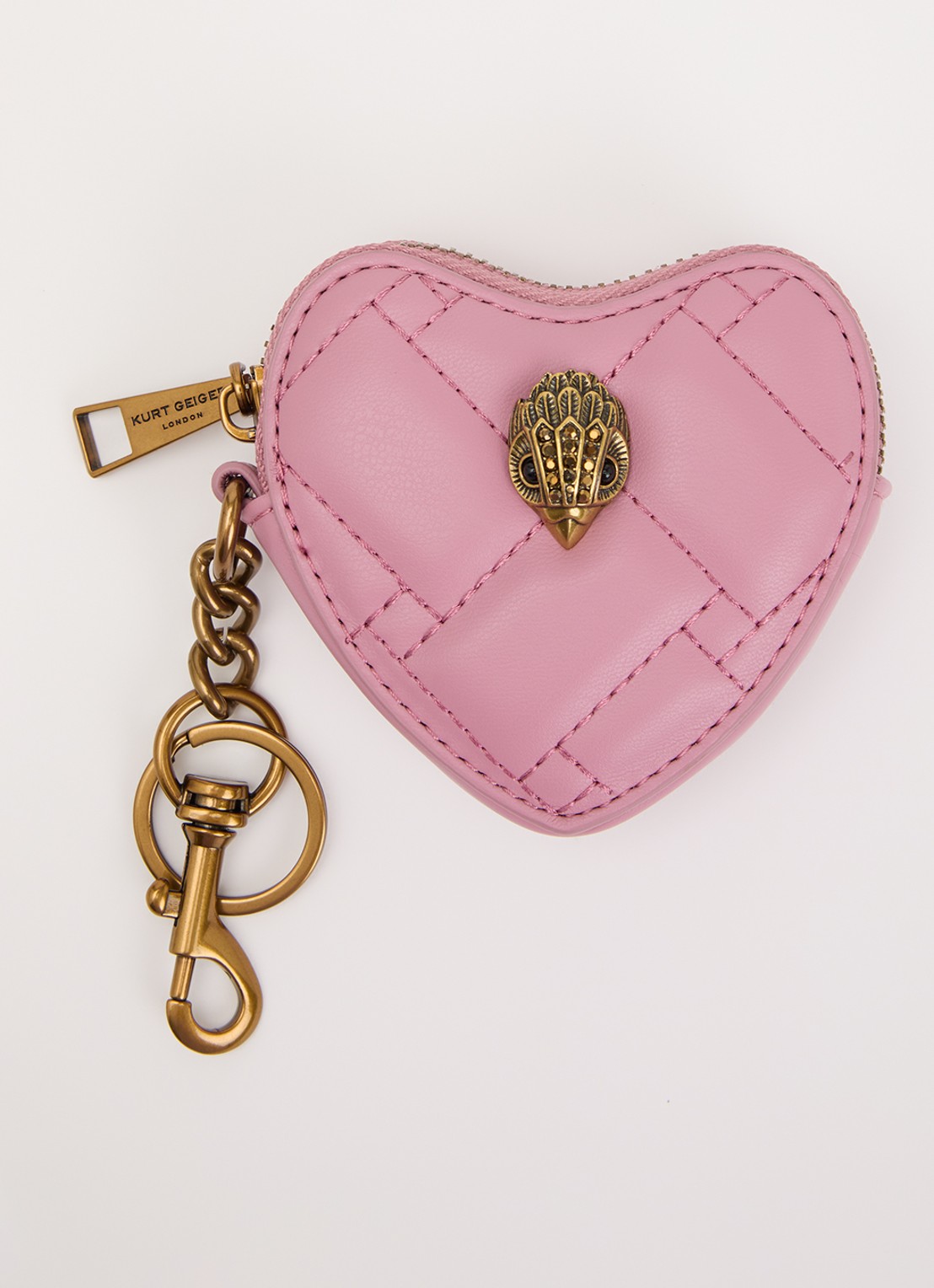 Kurt Geiger Kensington Heart tasbedel met quilt patroon - voorkant roze