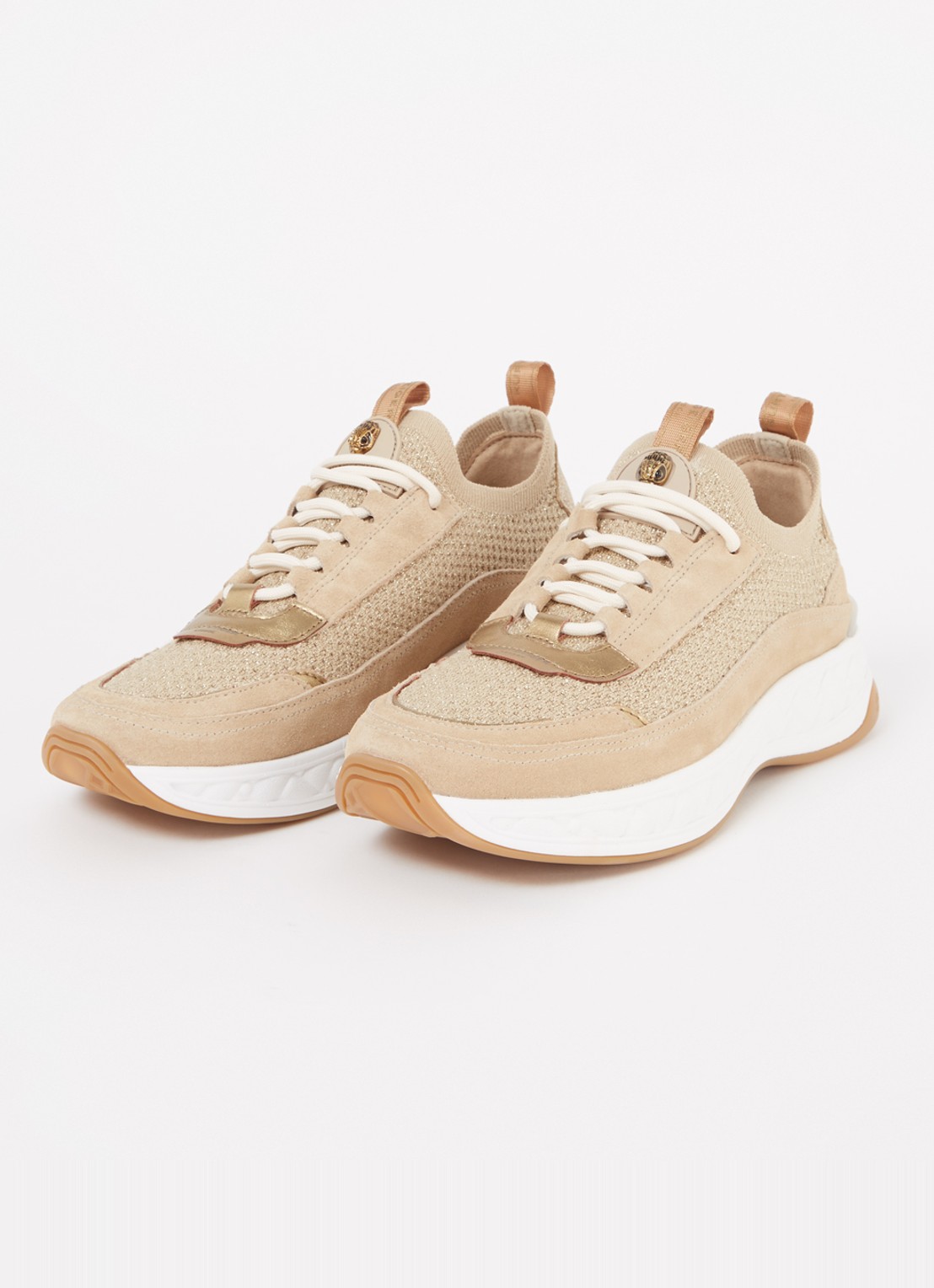 Kurt Geiger Kensington Knit sneaker met gebreid bovenwerk en suède details - detail 3 camel