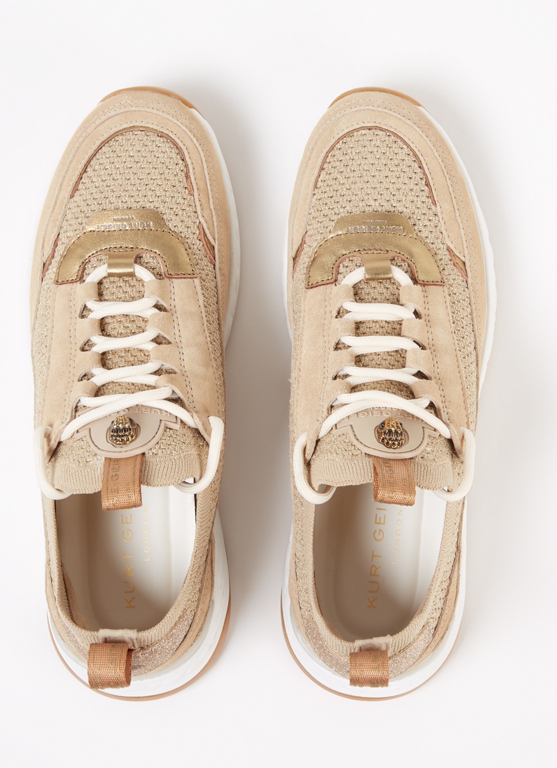 Kurt Geiger Kensington Knit sneaker met gebreid bovenwerk en suède details - detail 4 camel