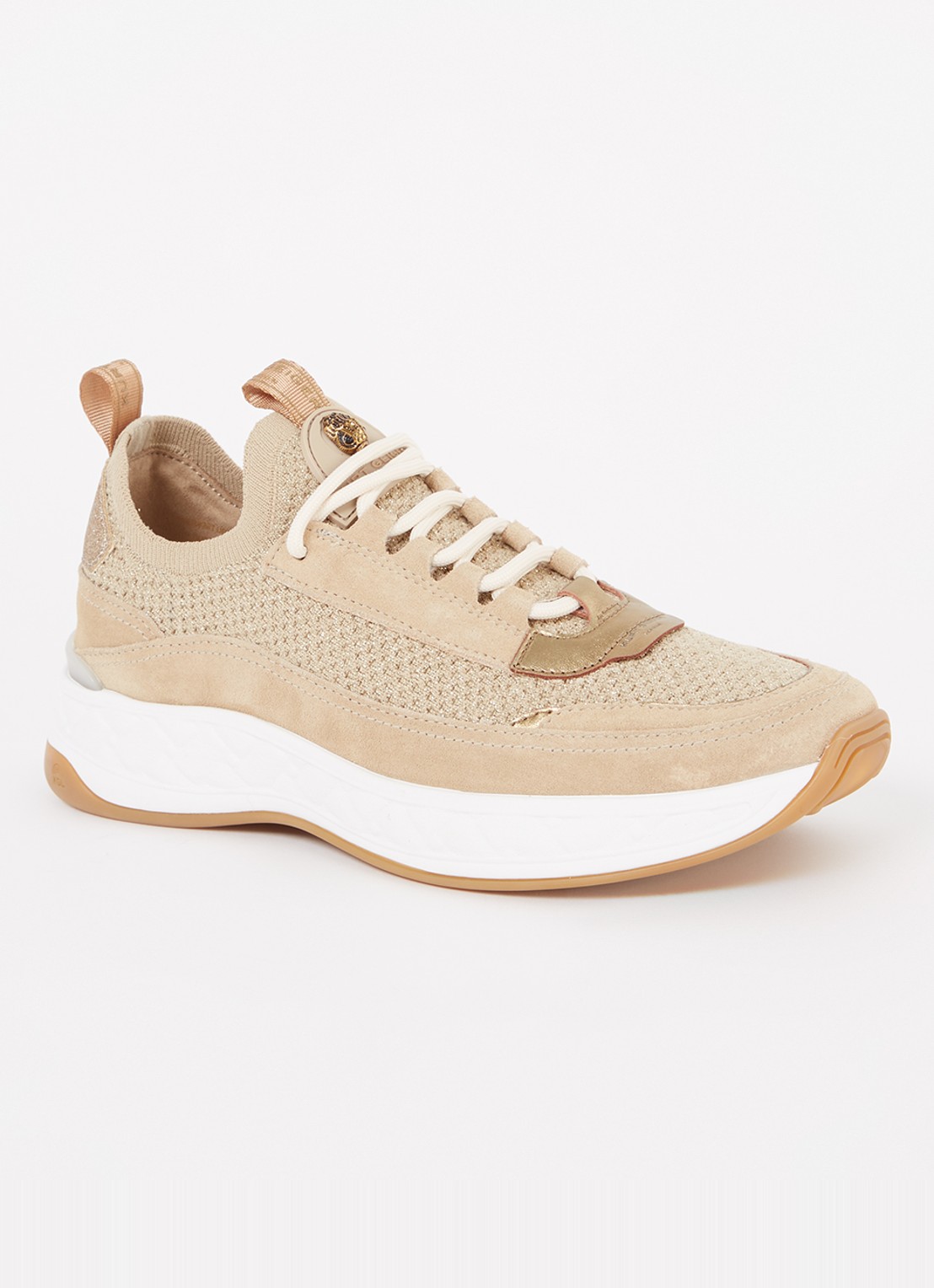 Kurt Geiger Kensington Knit sneaker met gebreid bovenwerk en suède details - voorkant 2 camel