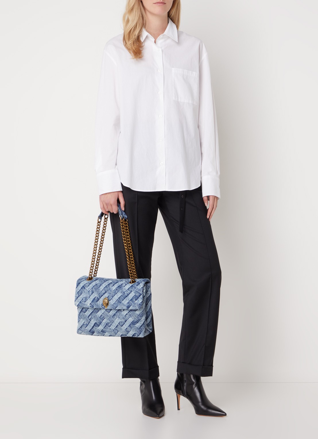 Kurt Geiger Kensington Large schoudertas van denim - voorkant 3 denim