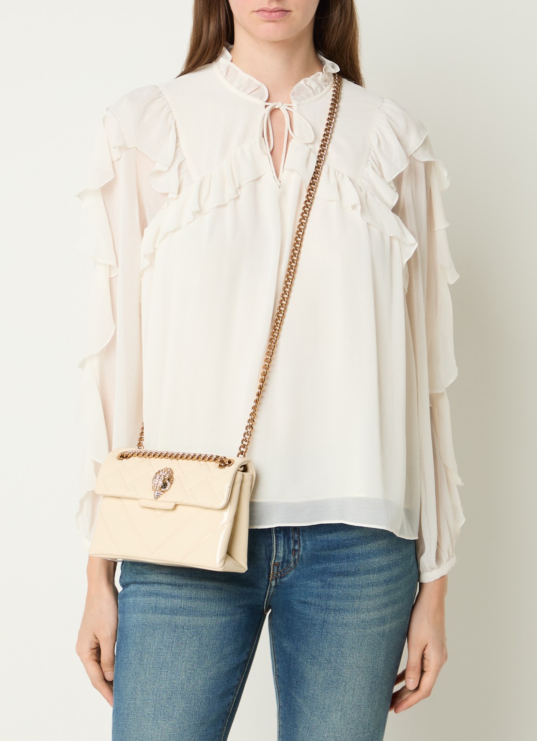 Kurt Geiger Kensington Mini crossbodytas van lakleer - voorkant 7 gebroken wit