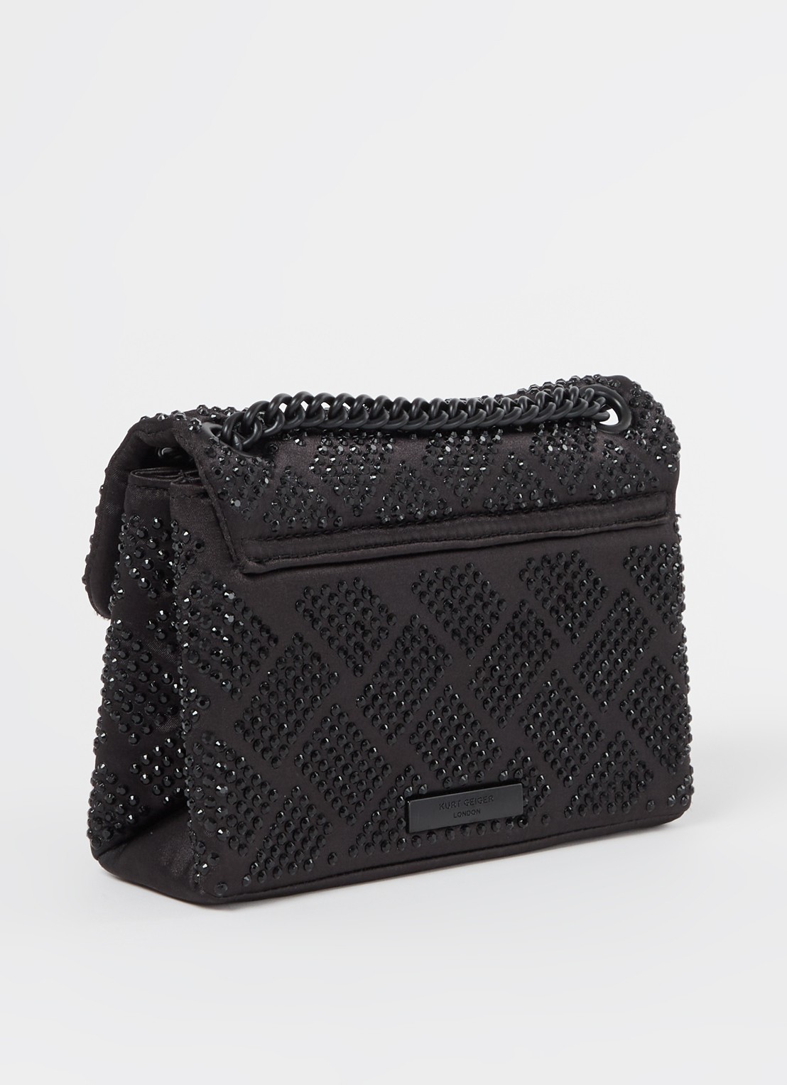 Kurt Geiger Kensington Mini schoudertas met strass - achterkant zwart