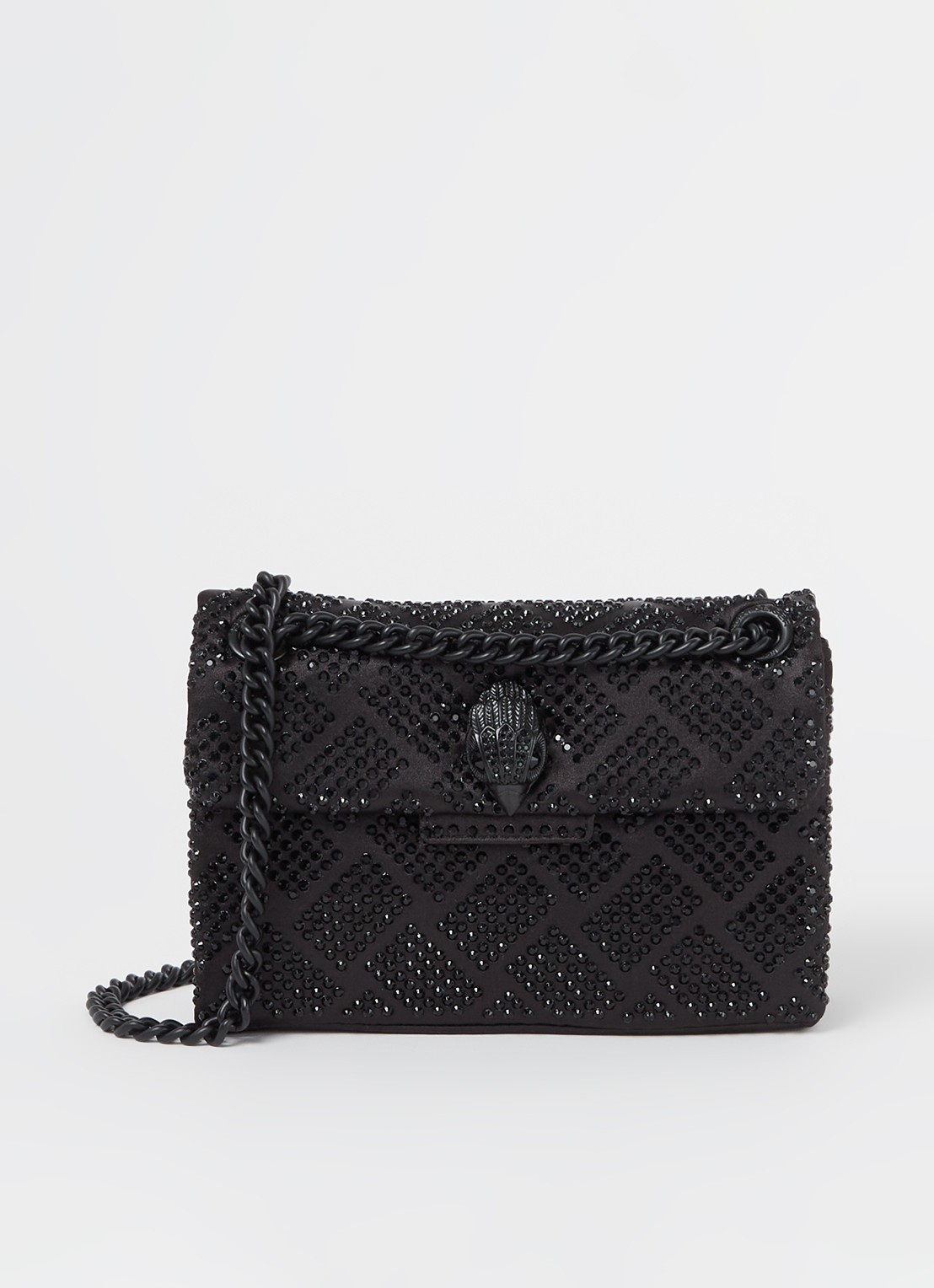 Kurt Geiger Kensington Mini schoudertas met strass - voorkant 2 zwart