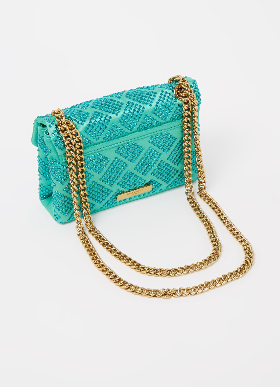 Kurt Geiger Kensington Mini schoudertas met strass - achterkant groen