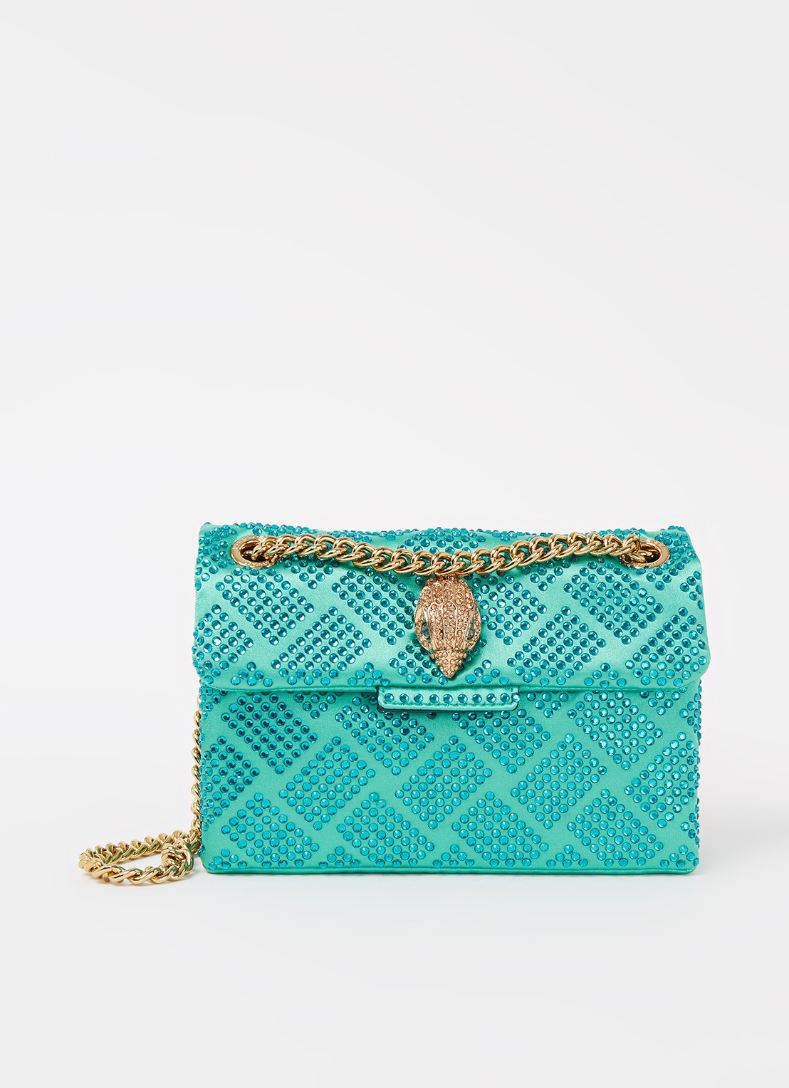 Kurt Geiger Kensington Mini schoudertas met strass - voorkant 2 groen