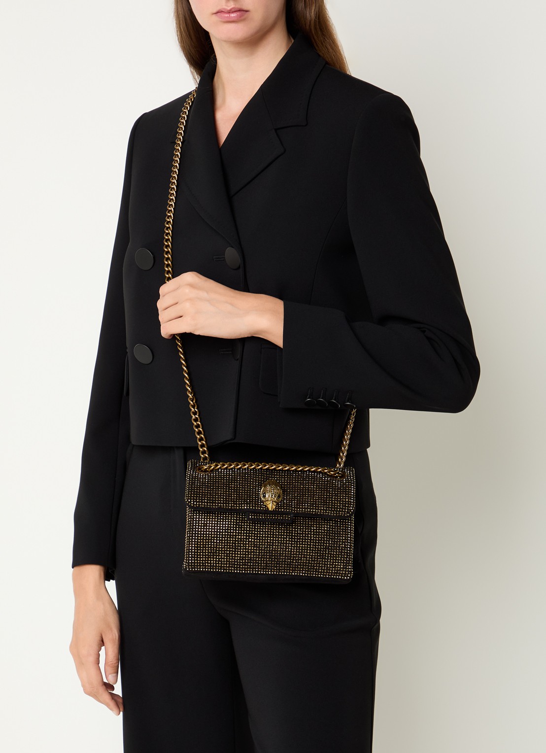 Kurt Geiger Kensington Mini schoudertas met strass - voorkant 7 brons