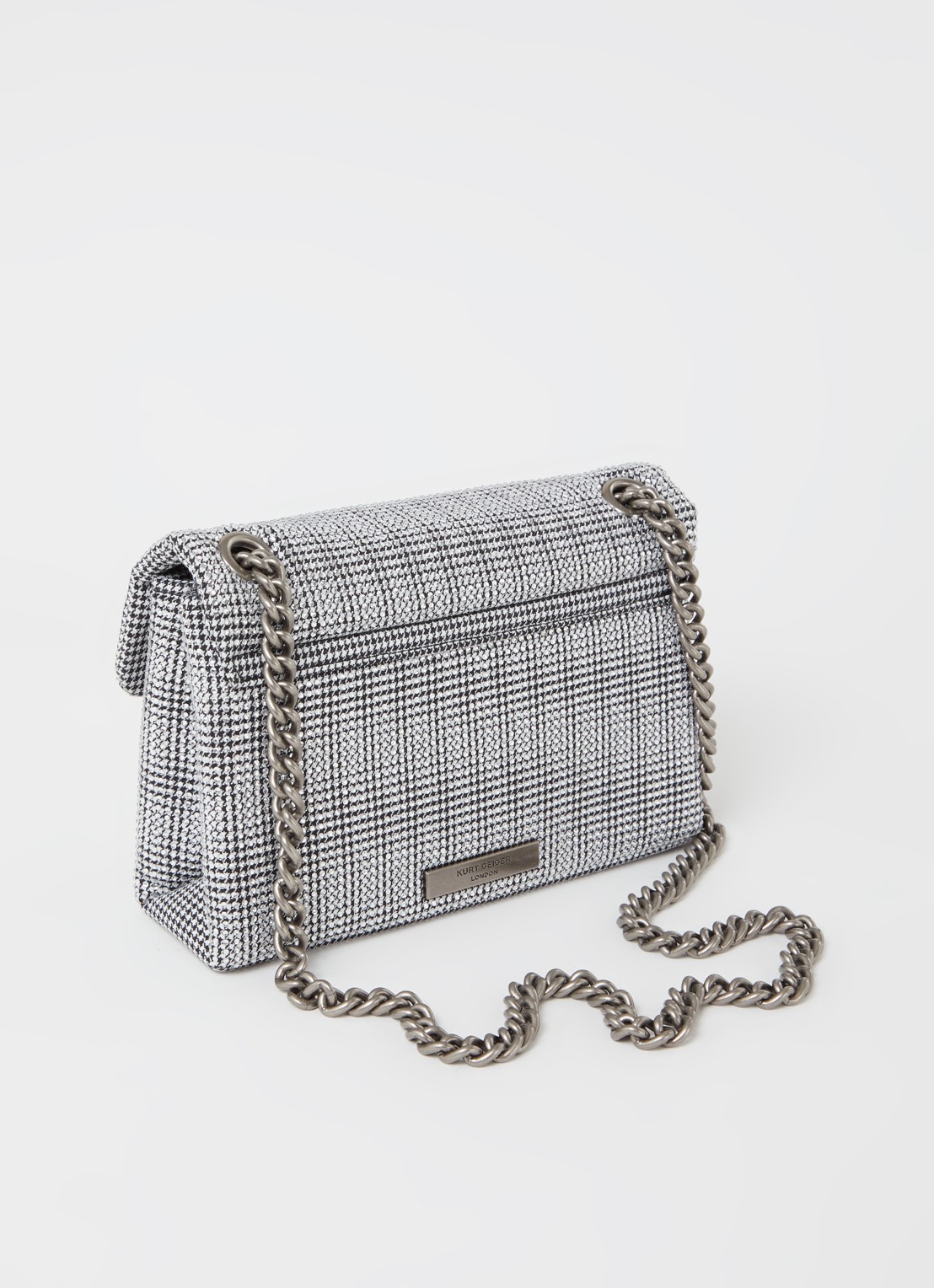 Kurt Geiger Kensington Mini schoudertas met strass - achterkant zilver