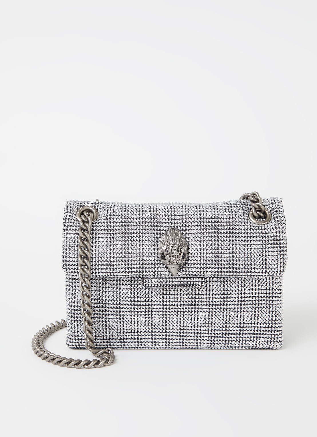 Kurt Geiger Kensington Mini schoudertas met strass - voorkant 2 zilver