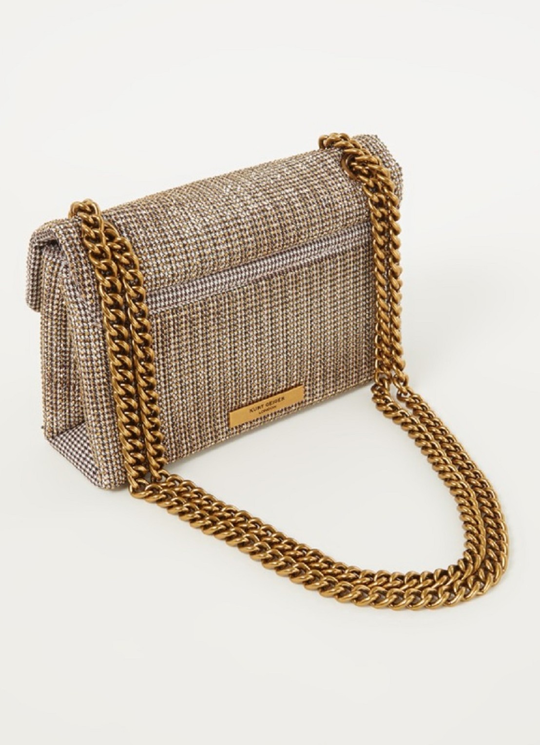 Kurt Geiger Kensington Mini schoudertas met strass - achterkant beige
