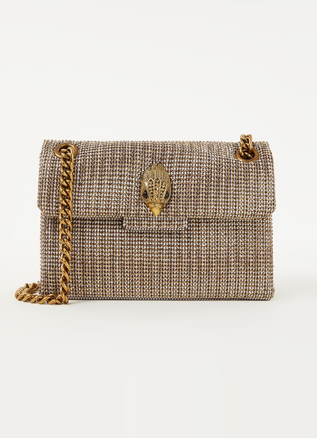 Kurt Geiger Kensington Mini schoudertas met strass - voorkant 2 beige